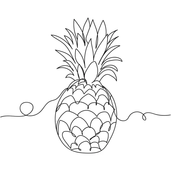 连续一行菠萝水果在轮廓 线性风格的 简约风格 — 图库矢量图片