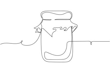 Siluette bir kavanoz bal veya reçel aralıksız. Doğrusal biçimlendirilmiş. Asgari biçim.