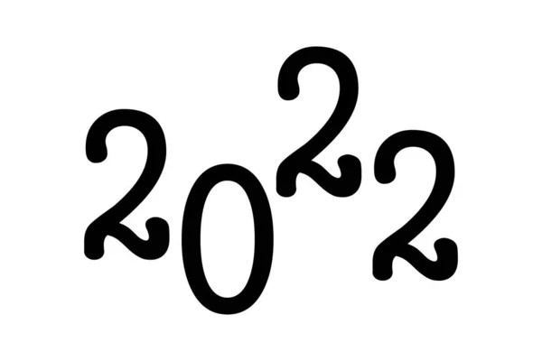 シルエットで新年2022年の連続1行 線形様式化 ミニマリズム — ストックベクタ