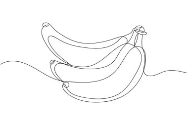 Siluet içinde bir sıra lezzetli ve taze muz. Doğrusal biçimlendirilmiş. Minimalist.