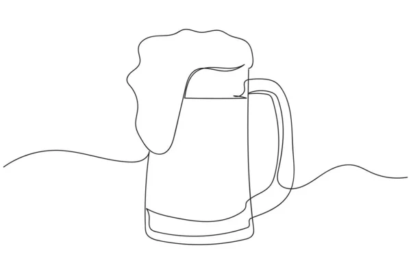 Continuelle Une Ligne Bière Verre Silhouette Stylisé Linéaire Minimaliste — Image vectorielle