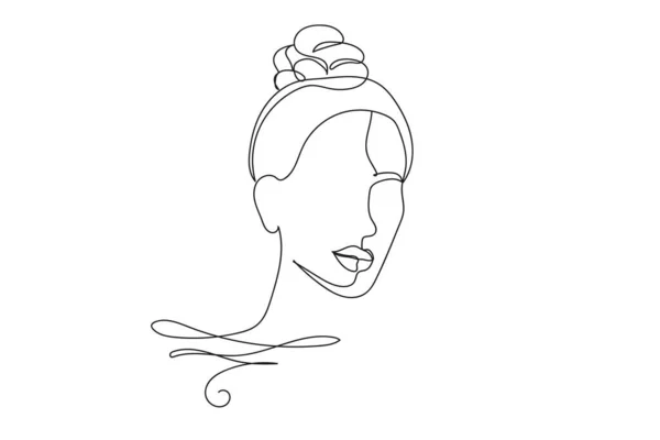 Une Ligne Continue Visage Abstrait Femme Silhouette Stylisé Linéaire Minimaliste — Image vectorielle