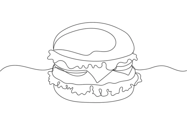 Una Línea Continua Hamburguesa Silueta Linear Estilizado Minimalista — Archivo Imágenes Vectoriales