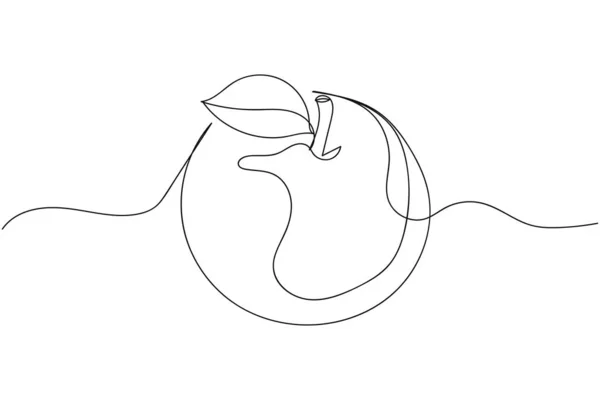 Συνεχής Μία Γραμμή Μήλου Σιλουέτα Γραμμικό Στυλ Μινιμαλιστικό Έννοια Φρούτων — Διανυσματικό Αρχείο