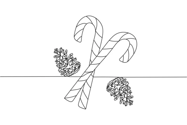 Nepřetržitá Jedna Řada Vánoční Kompozice Siluetě Lineární Stylizace Minimalistický — Stockový vektor