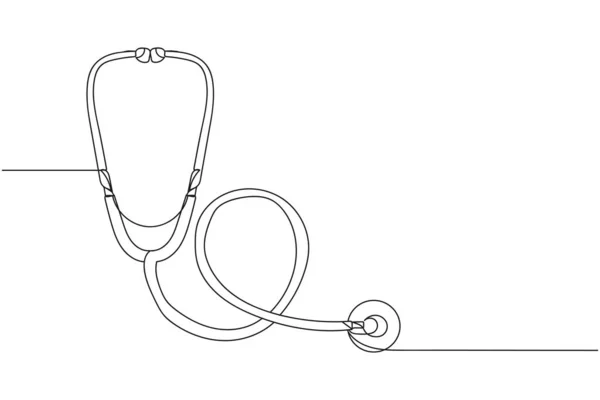 Terus Menerus Satu Baris Stetoskop Dalam Siluet Stylized Minimalist Linier - Stok Vektor
