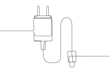 Silüet şarj aletinin sürekli bir satırı. Doğrusal biçimlendirilmiş. Minimalist.