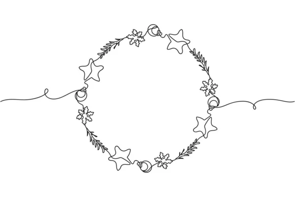 Une Ligne Continue Couronne Composition Noël Silhouette Stylisé Linéaire Minimaliste — Image vectorielle