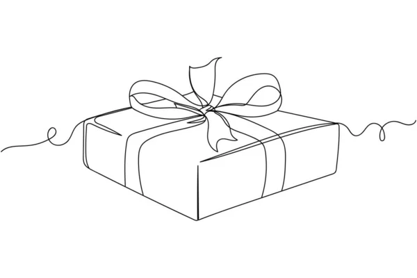 Une Ligne Continue Coffret Cadeau Texturé Silhouette Stylisé Linéaire Minimaliste — Image vectorielle