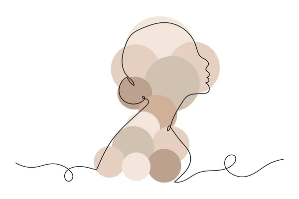 Una Línea Continua Mujer Hermosa Surrealista Linear Estilizado Minimalista — Vector de stock