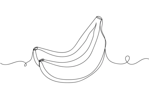 Continuous One Line Bananas White Background Linear Stylized Minimalist — Stockvector