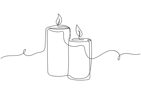 Continuamente Una Línea Velas Silueta Sobre Fondo Blanco Lineal Estilizado — Vector de stock