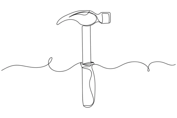 Kontinuerlig Linje Klo Hammare Siluett Vit Bakgrund Linjär Stilisering Minimalistisk — Stock vektor