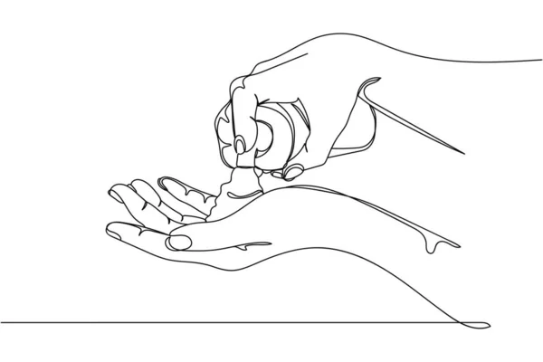 Continu Een Lijn Van Cosmetische Gezicht Wassen Hand Silhouet Een — Stockvector