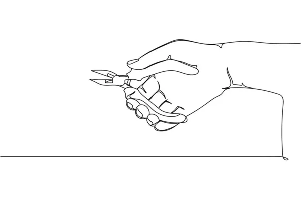Eine Durchgehende Reihe Von Zangen Arbeitet Hand Hand Silhouette Auf — Stockvektor