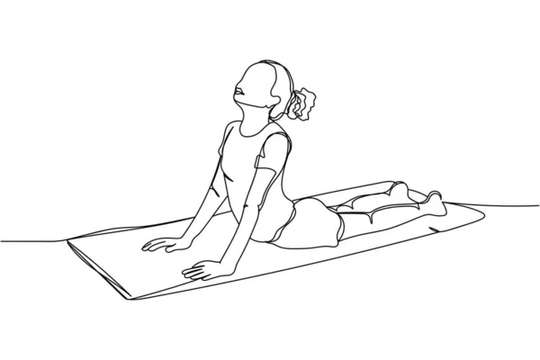 Kontinuierliche Reihe Von Mädchen Die Stretching Yoga Silhouette Auf Weißem — Stockvektor