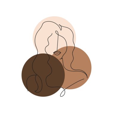 Beyaz arka planda soyut gerçeküstü güzellikte siluetli bir kadın çizgisi devam ediyor. Doğrusal stil. Minimalist. Güzellik