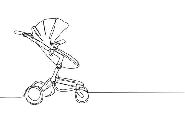 连续一行婴儿车在一个白色背景的轮廓 线性风格 极简主义 — 图库矢量图片