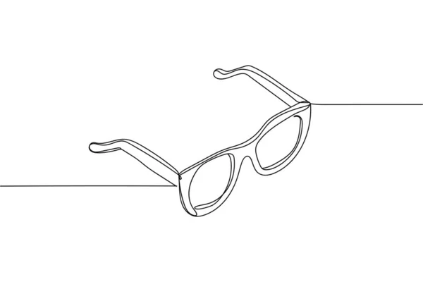 Una Linea Continua Occhiali Sole Silhouette Sfondo Bianco Lineare Stilizzato — Vettoriale Stock