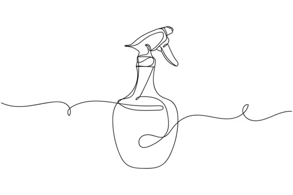 白い背景にスプレーボトルの連続1行 線形スタイル ミニマリスト — ストックベクタ