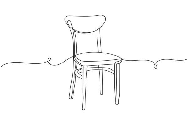 Beyaz arka planda siluette klasik sandalyenin sürekli bir çizgisi. Doğrusal biçimlendirilmiş. Minimalist.
