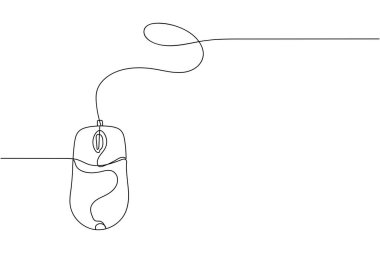 Beyaz arka planda siluette bir satır bilgisayar faresi. Doğrusal biçimlendirilmiş. Minimalist.