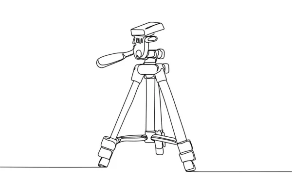 白い背景にシルエットで三脚のビデオコンセプトの連続1行 線形スタイル ミニマリスト — ストックベクタ