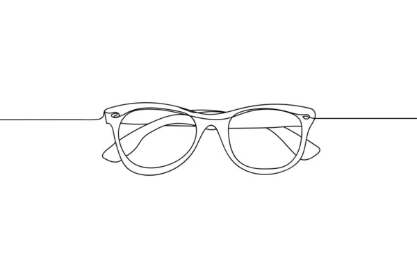 Una Linea Continua Occhiali Visione Silhouette Sfondo Bianco Lineare Stilizzato — Vettoriale Stock