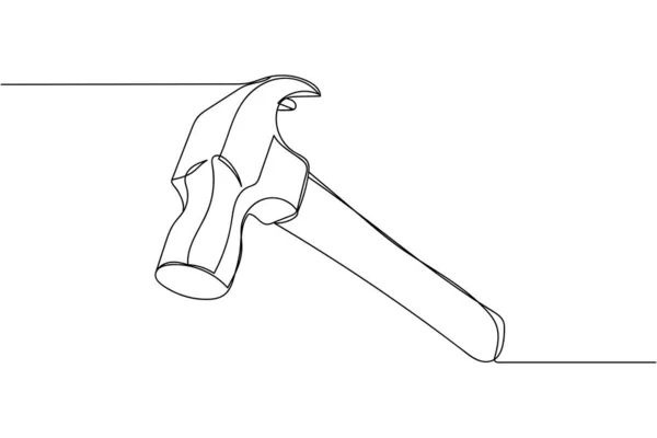 Безперервна Одна Лінія Молотка Силуеті Білому Тлі Лінійний Стилізований Мінімалістичний — стоковий вектор