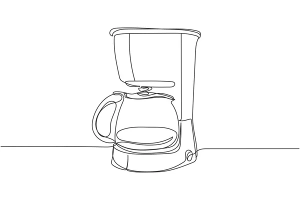 Eine Durchgehende Kaffeemaschine Silhouette Auf Weißem Hintergrund Lineare Stilisierung Minimalistisch — Stockvektor