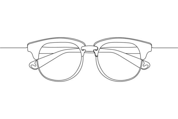 Continuous One Line Eye Glasses Silhouette White Background Linear Stylized — Stockvector