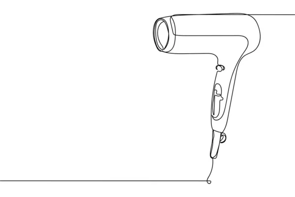 Eine Durchgehende Haartrocknerlinie Silhouette Auf Weißem Hintergrund Lineare Stilisierung Minimalistisch — Stockvektor