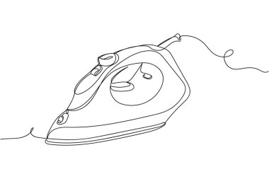 Beyaz arka planda silüet halinde kesintisiz bir sıra yeni demir. Doğrusal biçimlendirilmiş. Minimalist.