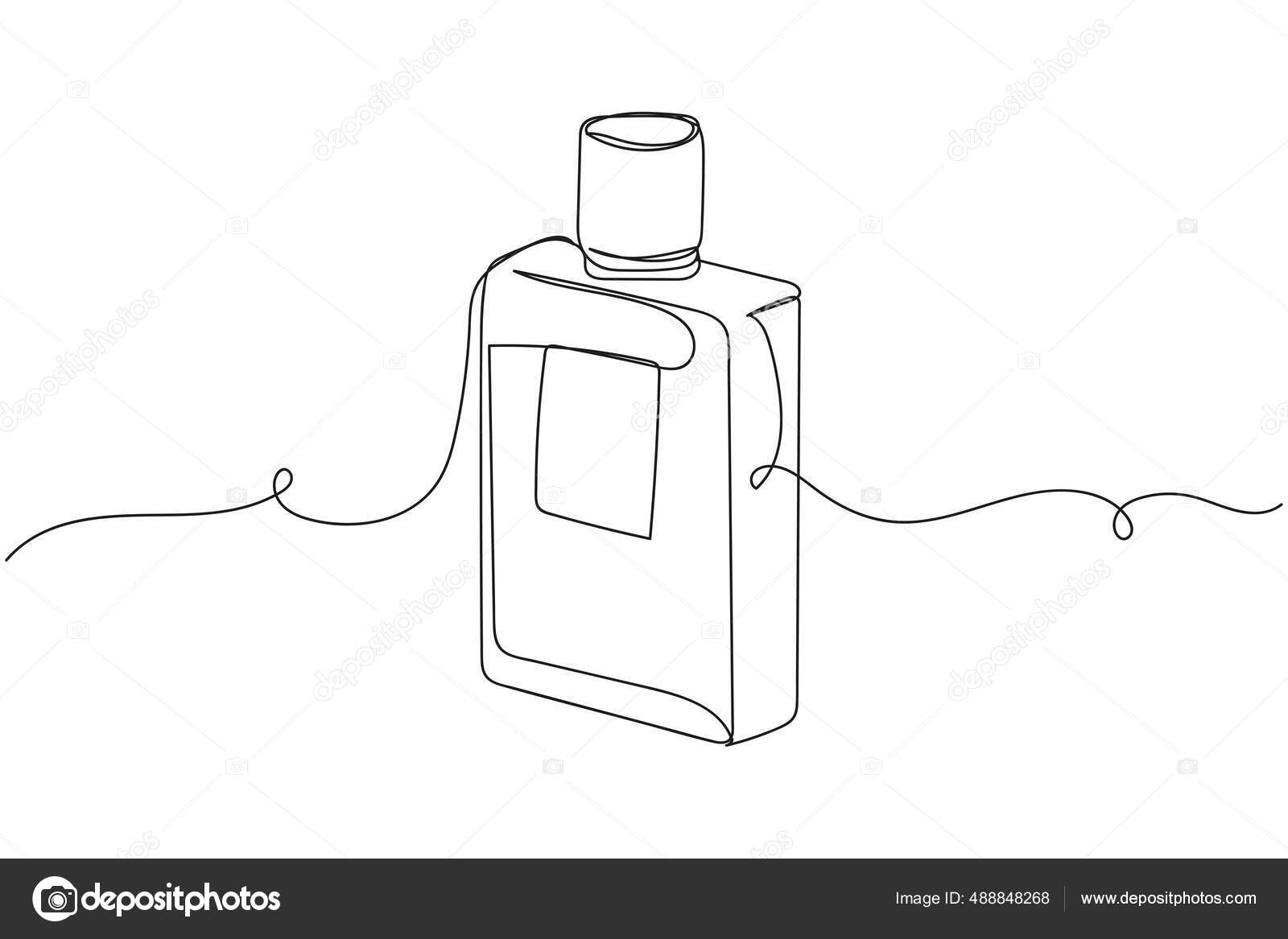 Continuo Una Linea Diseno Elegante Frasco Vidrio Perfume Silueta Sobre Vector de stock 488848268 de yanaillustrator gmail