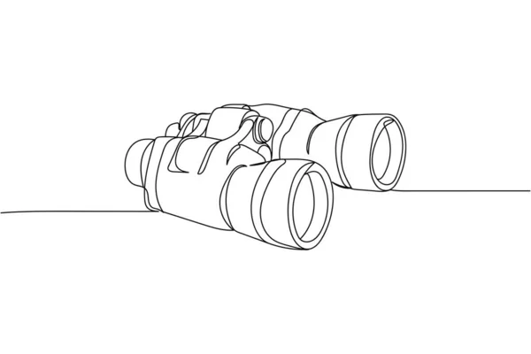 Continuous One Line Binoculars Silhouette White Background Linear Stylized Minimalist — 스톡 벡터