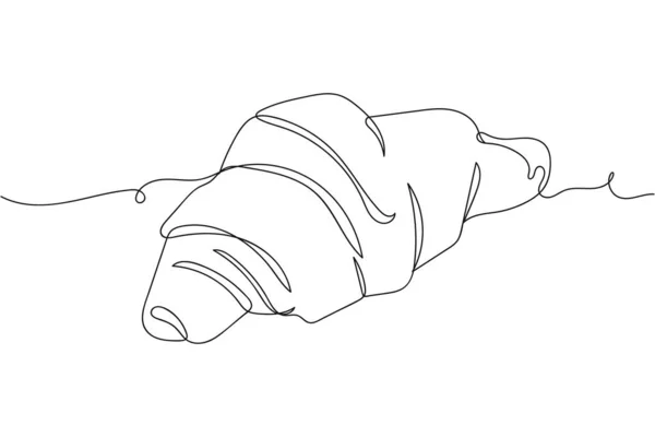 Continuo Una Línea Croissant Deliciosa Comida Silueta Sobre Fondo Blanco — Archivo Imágenes Vectoriales