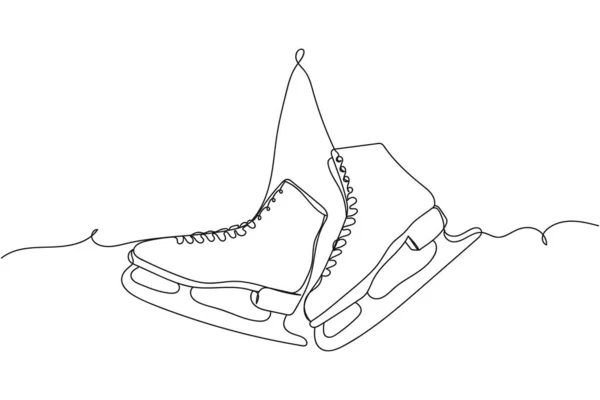 白い背景にシルエットにぶら下がってフィギュアアイススケートのペアの連続1行 線形スタイル ミニマリスト — ストックベクタ