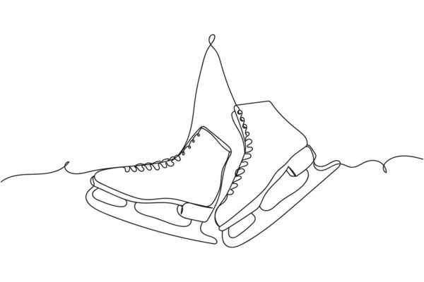 Continu Één Lijn Figuurschaatsen Hangend Silhouet Een Witte Achtergrond Lineair — Stockvector