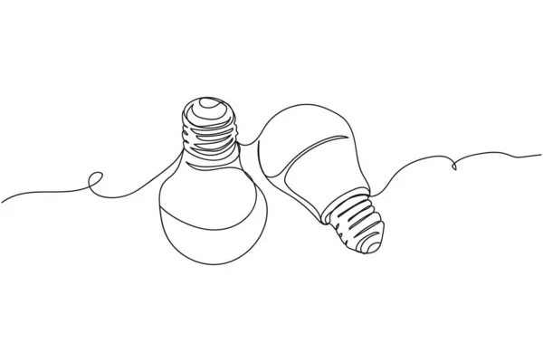 Una Línea Continua Bombillas Led Nueva Tecnología Silueta Sobre Fondo — Vector de stock