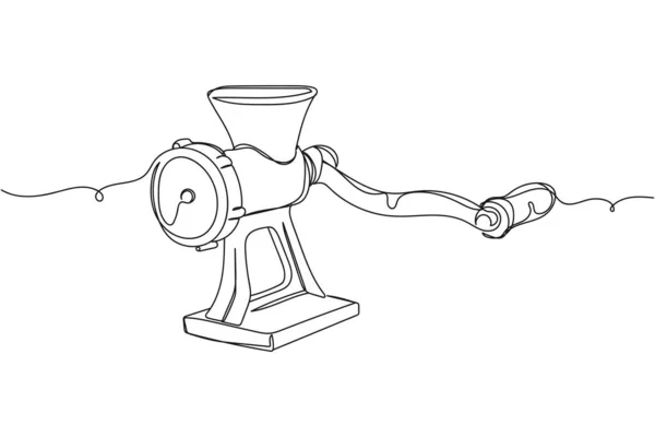 Continuamente Una Línea Molinillo Carne Silueta Sobre Fondo Blanco Linear — Archivo Imágenes Vectoriales