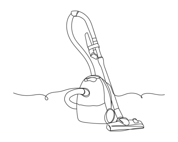 Continuous One Line New Vacuum Cleaner Silhouette White Background Linear — Διανυσματικό Αρχείο