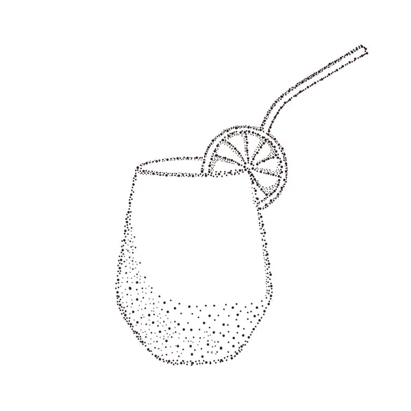 Dot Painting Silhouette Summer Lemonade Summer Drink Concept Minimal Style — Wektor stockowy