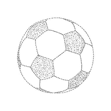 Dot painting in silhouette of a football ball. Minimal style. Sketch. Perfect for cards, party invitations, posters, stickers, clothing. Abstract vector illustration.