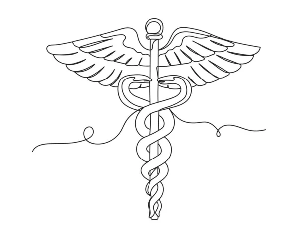 Безперервний Один Лінійний Малюнок Медичного Символу Капусти Силуеті Білому Тлі — стоковий вектор