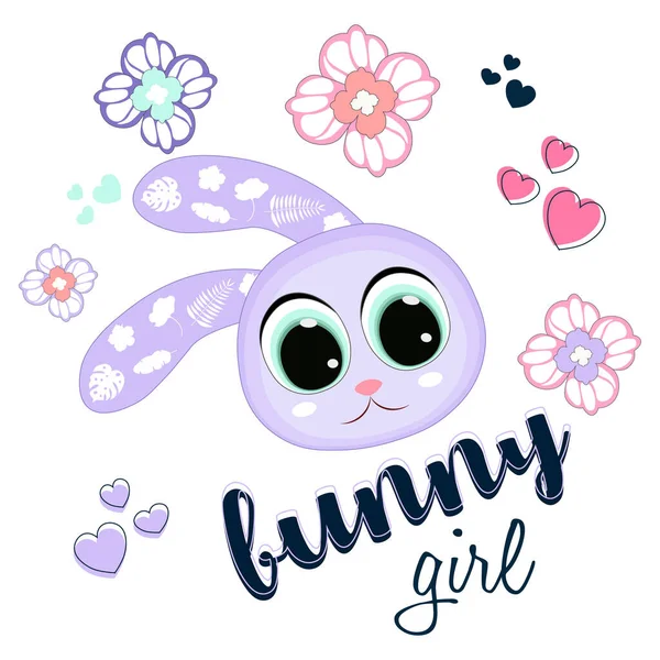 Cute Cartoon Beautiful Baby Bunny Big Eyes Perfect Greeting Cards — ストックベクタ