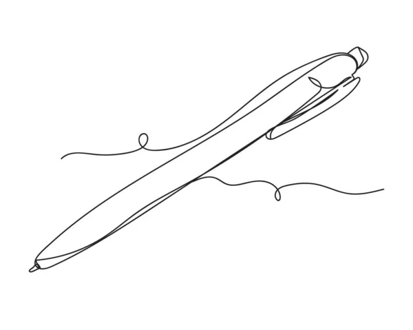 Disegno Continuo Una Linea Concetto Educazione Penna Silhouette Sfondo Bianco — Vettoriale Stock