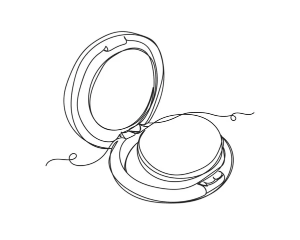 Dibujo Continuo Una Línea Polvo Facial Silueta Sobre Fondo Blanco — Archivo Imágenes Vectoriales