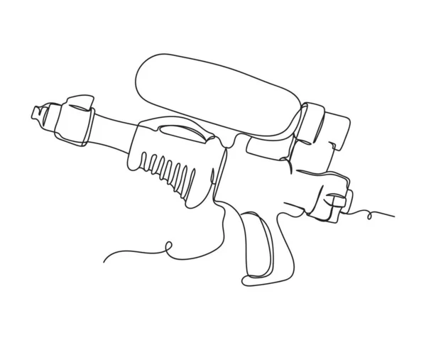 Dessin Continu Une Ligne Pistolet Eau Silhouette Sur Fond Blanc — Image vectorielle