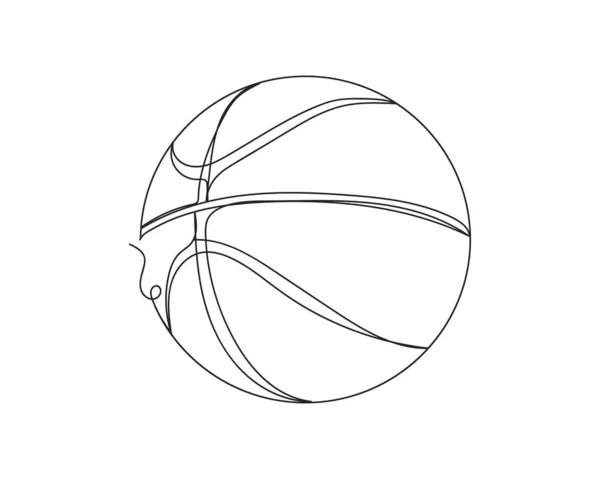 Непрерывный Однолинейный Рисунок Баскетбольного Мяча Силуэтом Белом Фоне Линейный Стилизованный — стоковый вектор