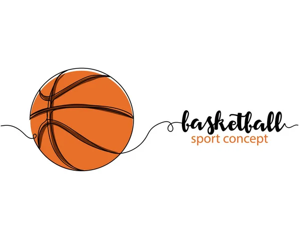 Dibujo Continuo Una Línea Pelota Baloncesto Concepto Deportivo Silueta Sobre — Archivo Imágenes Vectoriales